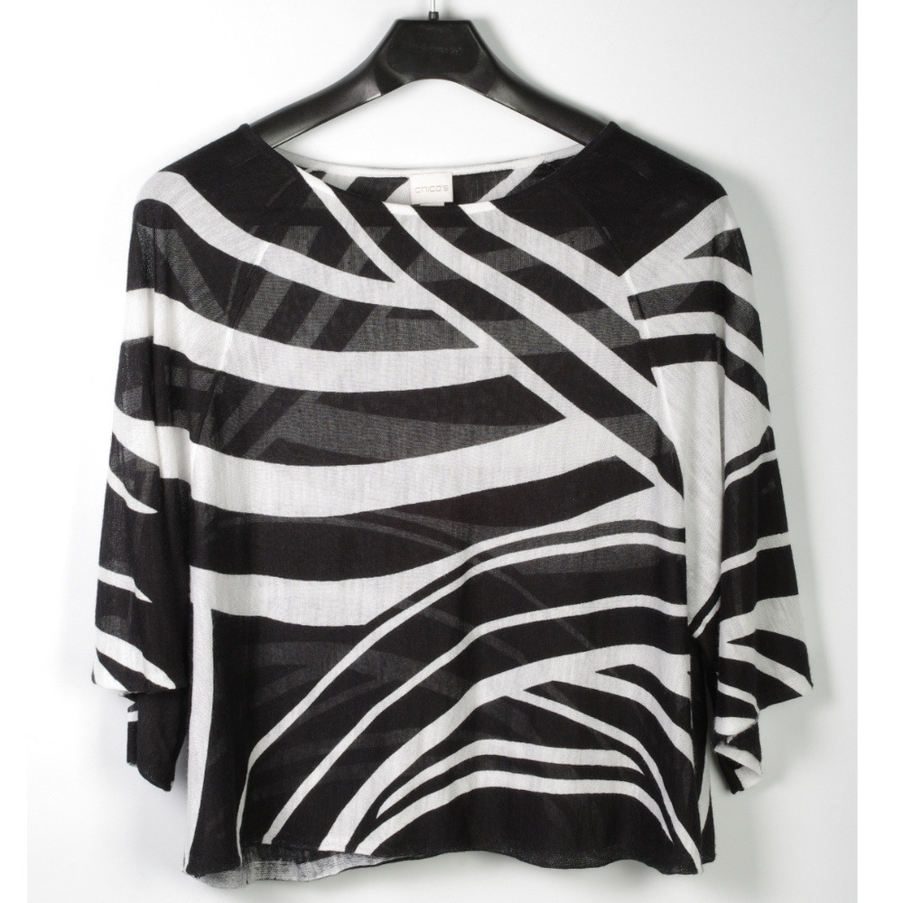 Chico's Black/White Lightweight Top Size 2